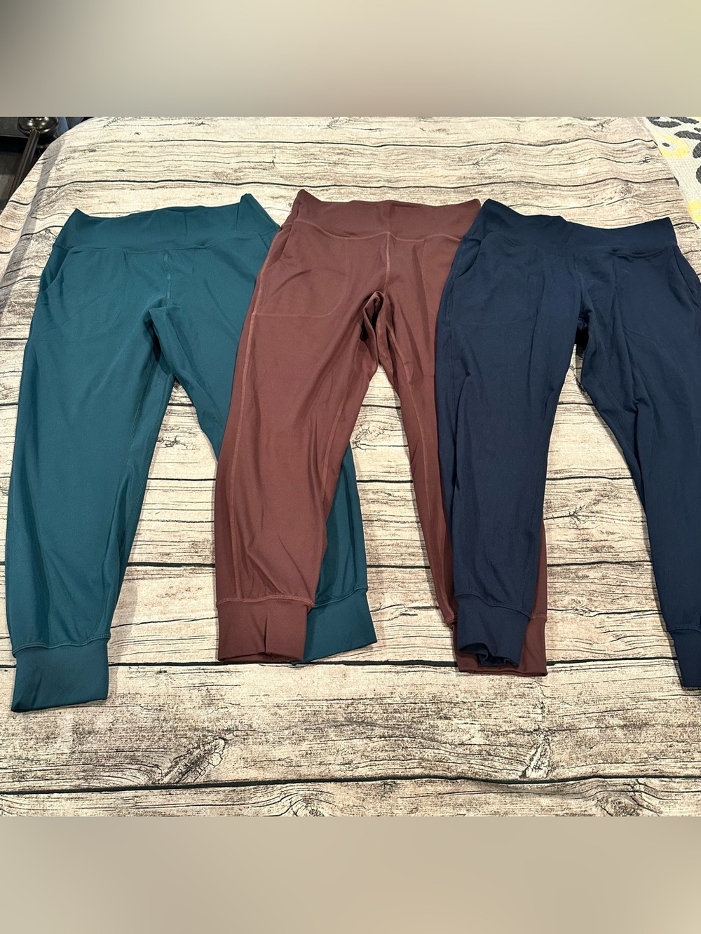 3 Senita Athletics Active Joggers in Brown, Teal and Navy Size Medium (Short)